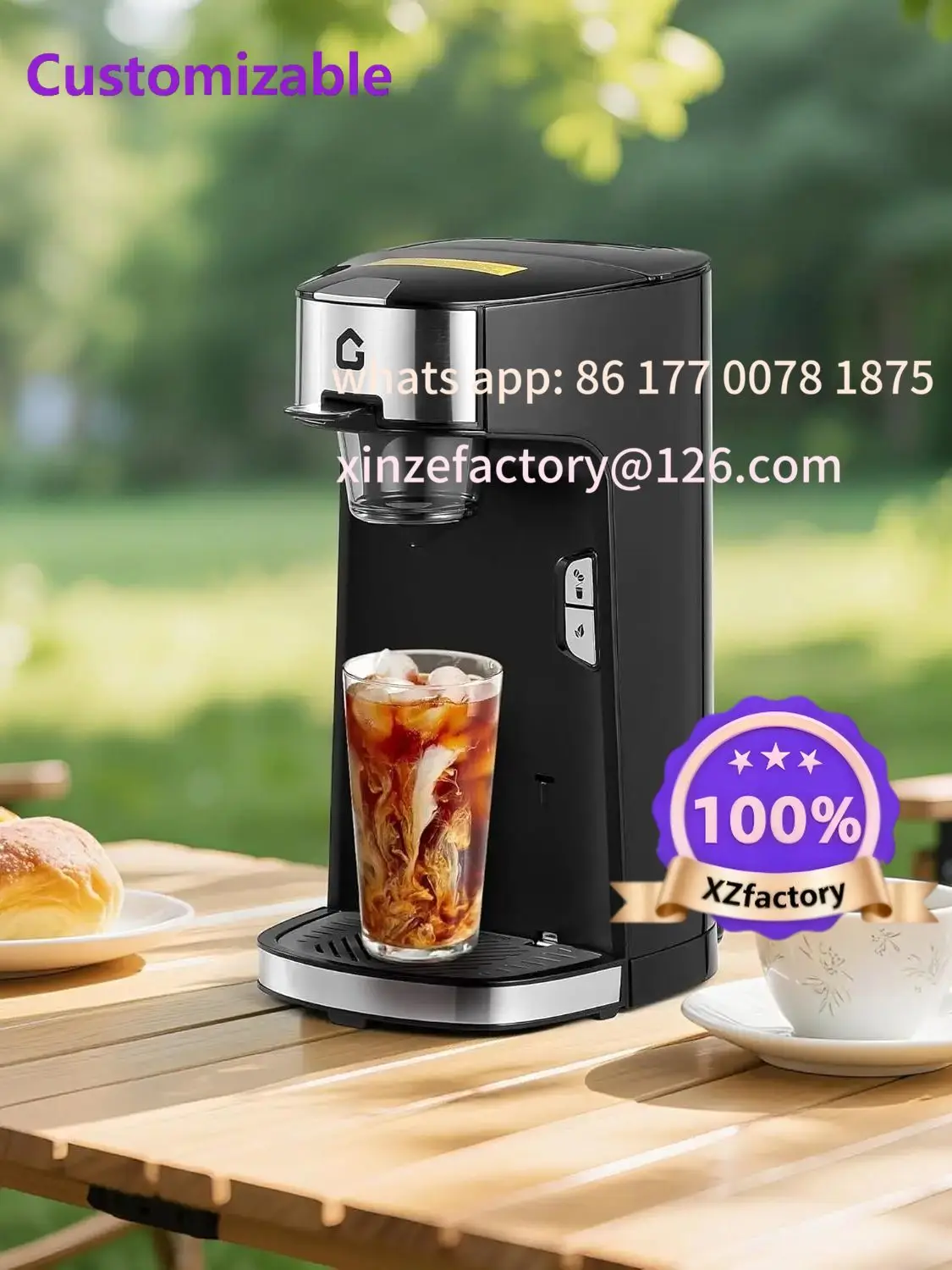 Customizable Single Serve Coffee Maker, Cup Coffee Brewer for Capsule and Ground Coffee, Capsule Coffee Machine with 18.6