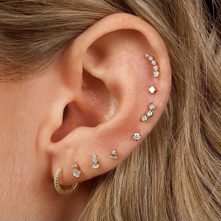 Pendant Tragus Ear Cartilage Daith Septum Piercing Earring Stainless Steel Zircon Snake Shaped Women Y2k Jewelry