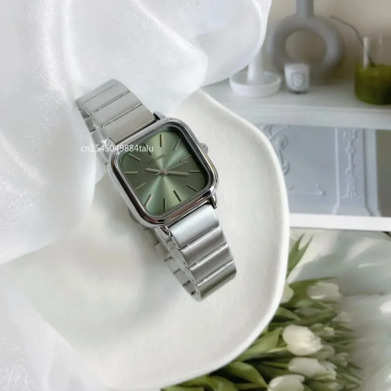 

Women Deluxe Business Quartz Watch Square Unique Dial Stainless Steel Wrist Watch for Ladies Gold Bracelet Watch Clock