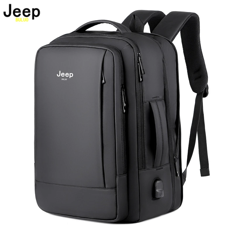 JEEP BULUO Trend Casual High Capacity Feature Backpack Computer USB Men's Bag 15.6 inches Laptop Travel Nylon Rucksack For Man