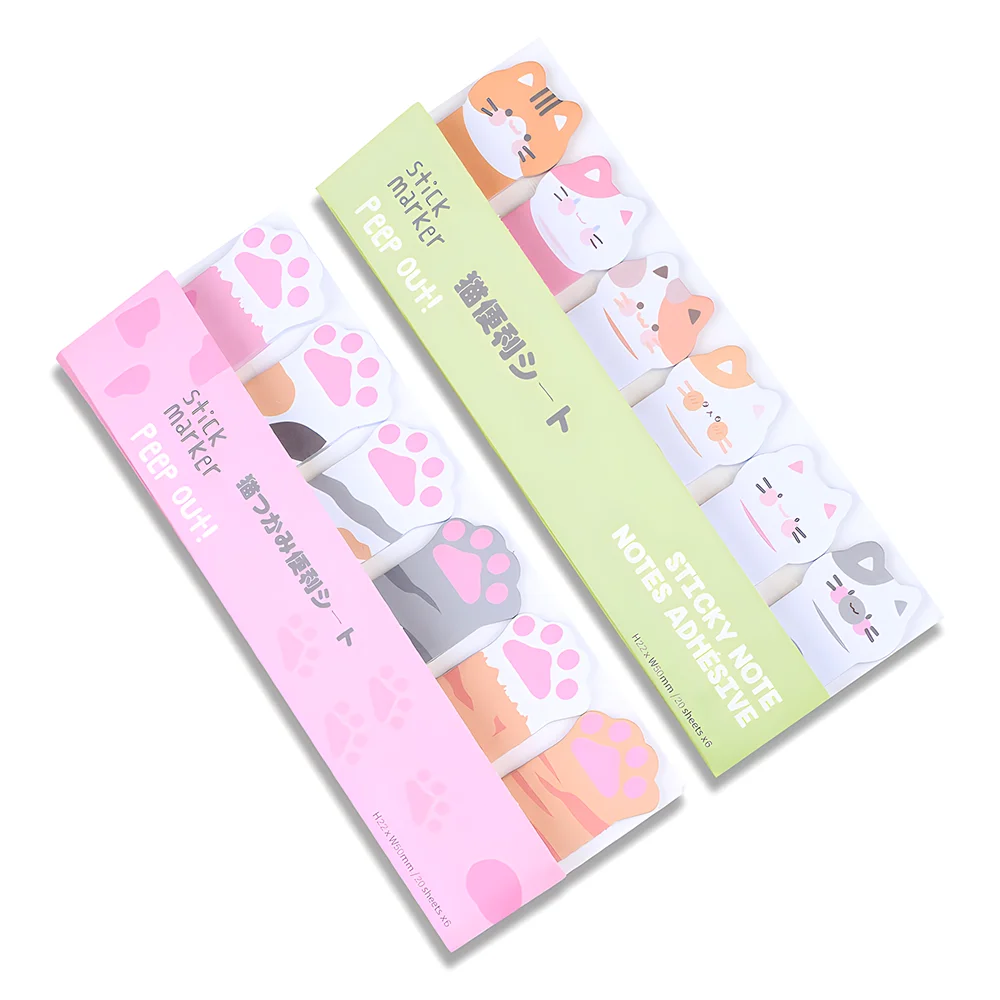 Zelfklevende Schattige Kat Paw Plaknotities Boek Memo Pad Grappige Post Mini Notitieblok Esthetische Briefpapier Index Tabbladen Stickers Bladwijzers