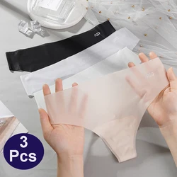 3 pezzi mutandine perizoma trasparenti donna senso ultrasottile Sexy femminile senza cuciture a vita bassa tinta unita T-pants biancheria intima ad asciugatura rapida