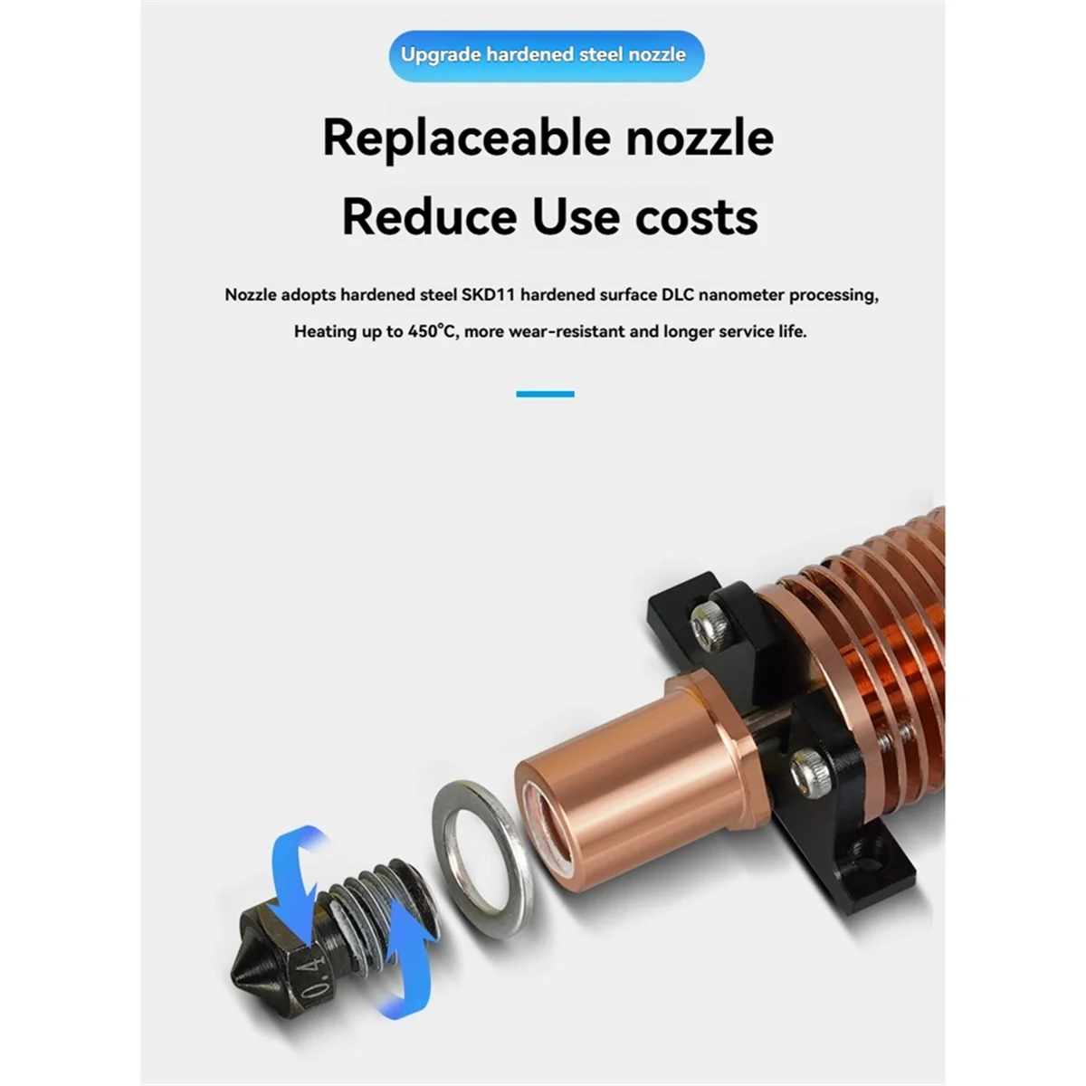 Supernew  For Bambu Lab P1P P1S Upgraded Hotend Quick Replacement Nozzle Circular Copper Material Radiator Bambu Lab P1 Hotend