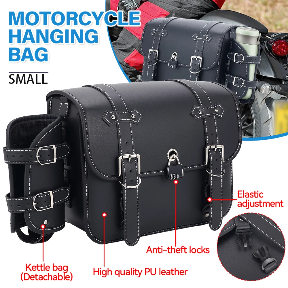 A Pair of Black Thickened Small Motorcycle Oxford Bag Knight Bag Modified Retro Universal Waterproof Car Bag
