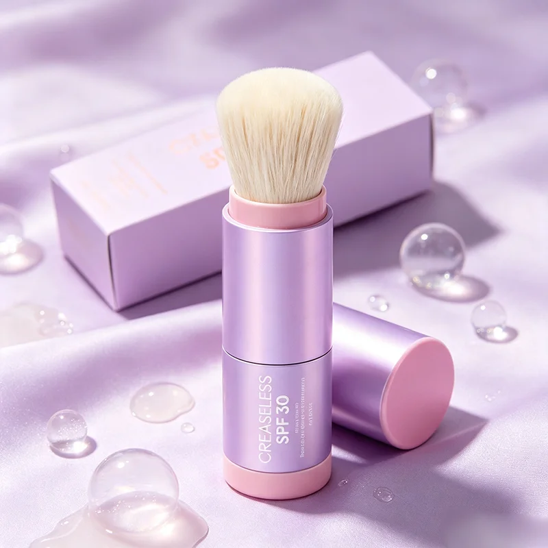 SPF30 Sunscreen Setting Powder With Built‑in Brush Head Invisible Matte Makeup Finish Outdoor Sun Protection Powder Mild Formula
