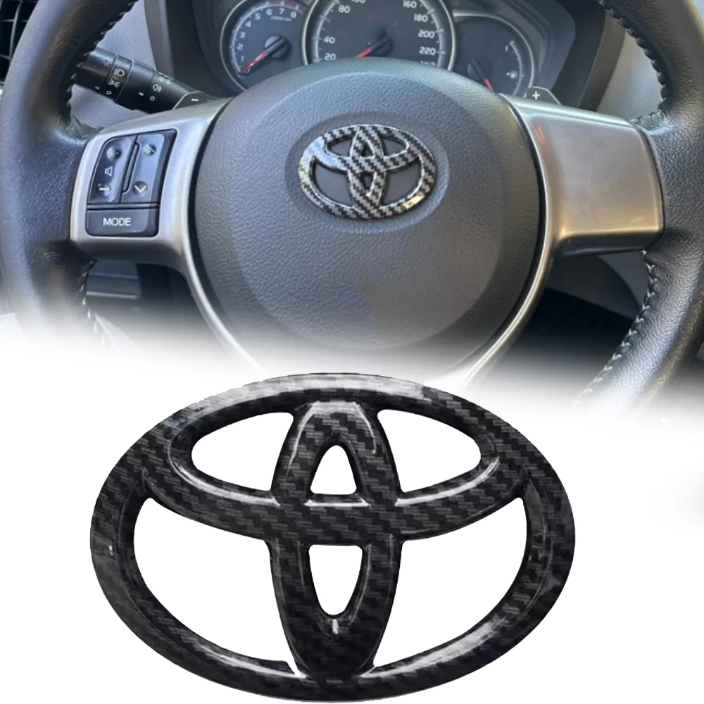 1x Car Steering Wheel Decorative Stickers Carbon Fiber Emblem For Toyota Hilux Prius Avensis Auris Verso Corolla Camry NEW