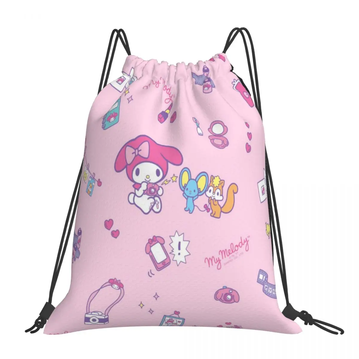 Custom Pattern Logo Drawstring Bag Sanrio Travel Backpack Student Storage Bag School Bag  ꦫ