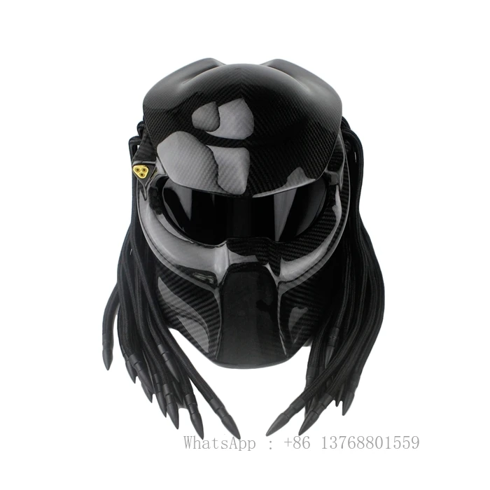 

Safety Certification High Quality Black Predator Carbon Fiber Motorcycle Helmet Full Face Iron Man Helmet