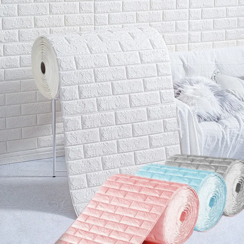 

3D Self-adhesive Foam Brick Thicken Wallpaper Waterproof and Oilproof DIY Wallpaper Wall Papers Home Decor 3d Wallpaper