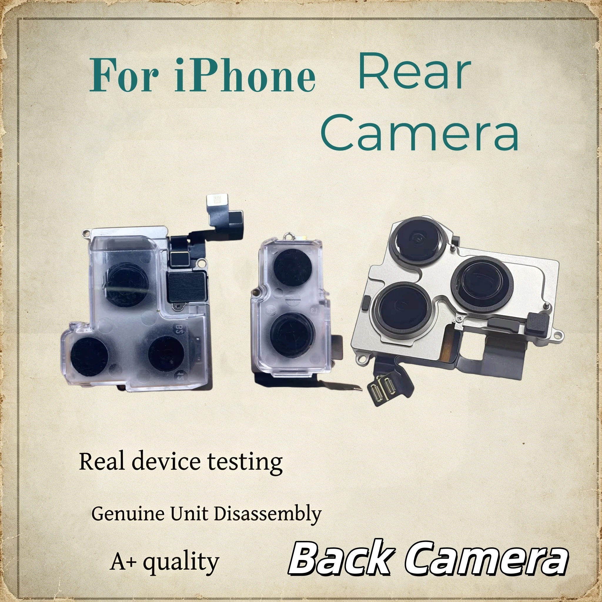 Fully Tested Rear Camera With Flex Cable For iPhone 14 15 16 17 Pro Max / 14/15/16 Plus Back Camera Module Replacement Part