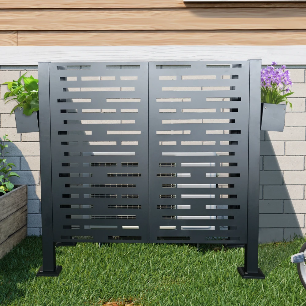 Ye 4*2 FT Metal Privacy Fence Cover for Outdoor Air Conditioner Units, Ideal to Conceal AC Units (W540133740)