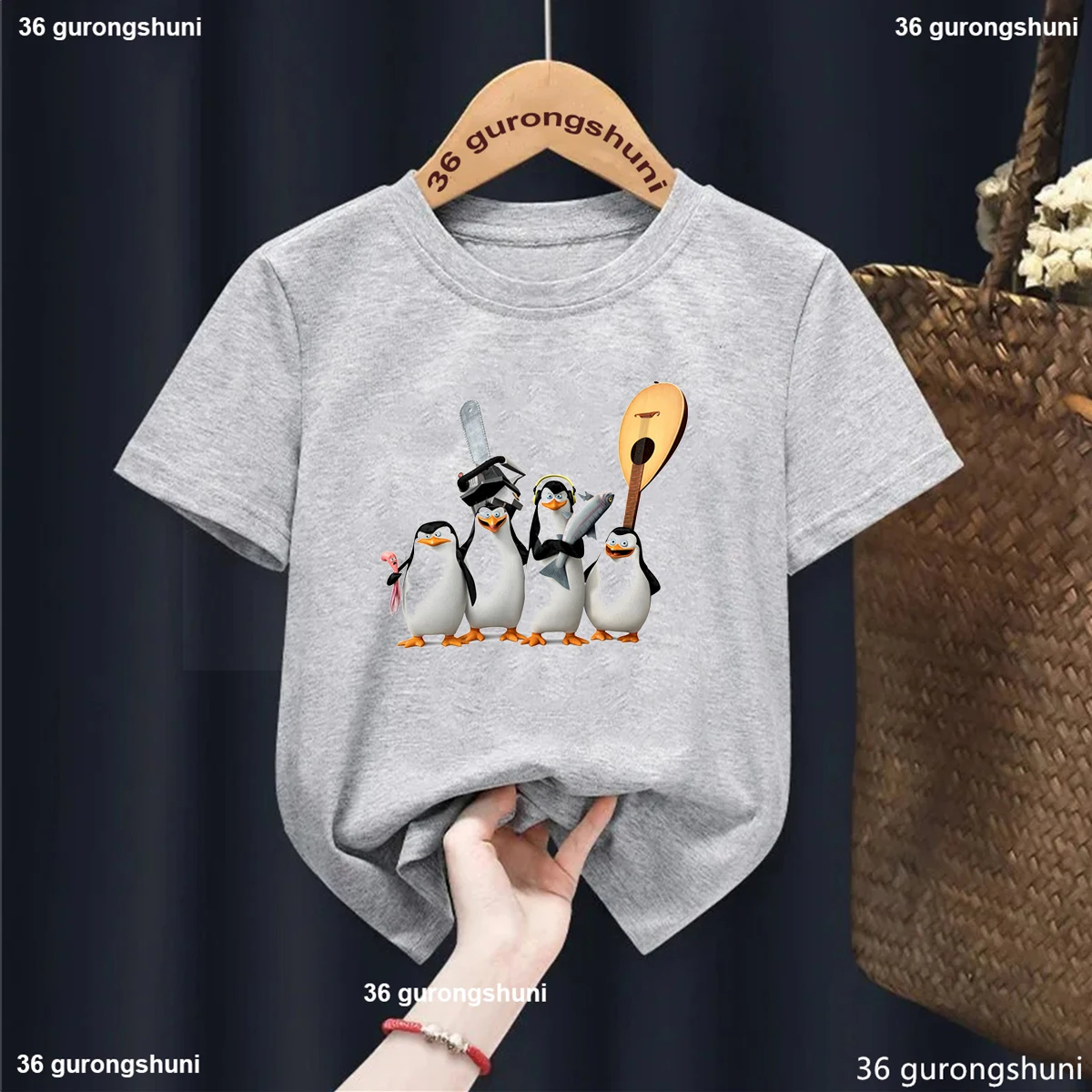 2024 Newly Boys T-Shirt Cute Penguin Cartoon Print Funny Kids Clothes Summer Fashion Girls T Shirt baby Clothes Tops Wholesale