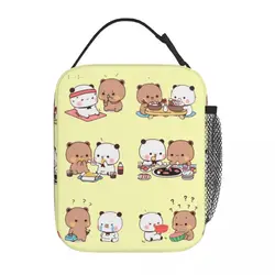 Simpatica borsa da pranzo isolata termicamente Bubu e Dudu borsa portatile per cartoni animati con orso Panda all'aperto per il pranzo scatola termica per il pranzo