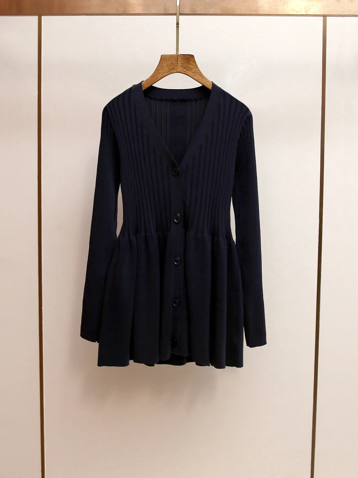 

Elegant V-Neck Knitted Slim Fit Dress Women's Base Layer Skirt Fashionable Long Cardigan Outerwear Soft Polyester Fiber