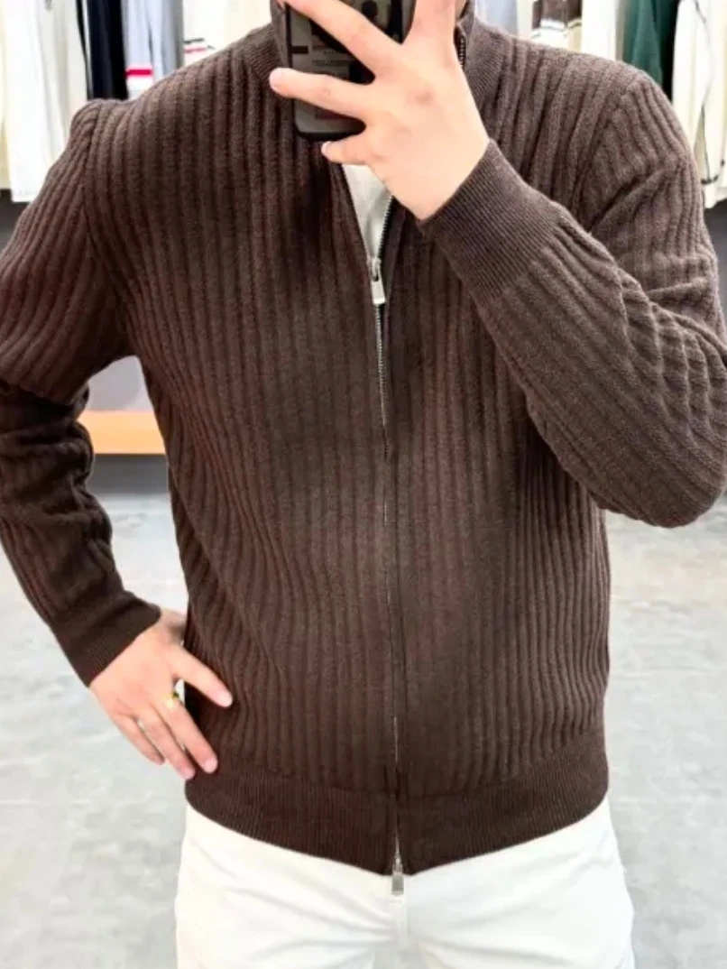 

Men's Knitted Cardigan Coat Stand Collar Casual Faion High Quali New Autumn Winter Leisure Busin Sle Antibacterial