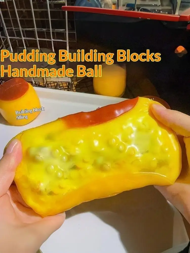 [ZY]Simulation Caramel Pudding Squeeze Toy With Crispy Crunch Sound Stress Relief Toys For Stress Relief Daily Play[ZY]