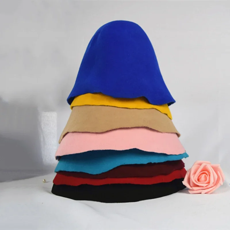 Man Woman 100% Wool Felt Cloche Bucket Hats Unisex solid color Cone Body Millinery Hat Body Base Fascinators Block Hood caps