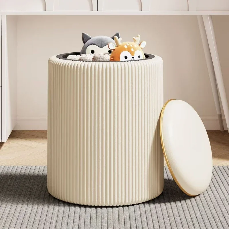 Storage Stool Low Round Modern Makeup Stools Aesthetic Comfortable Single Person Soft Chair Home Living Room Bedroom Furniture