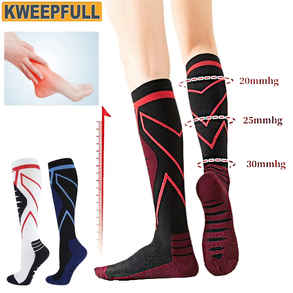 1Pair Compression Socks for Women and Men 20-30 mmHg for Nurse Pregnancy Medical Running Sports Travel