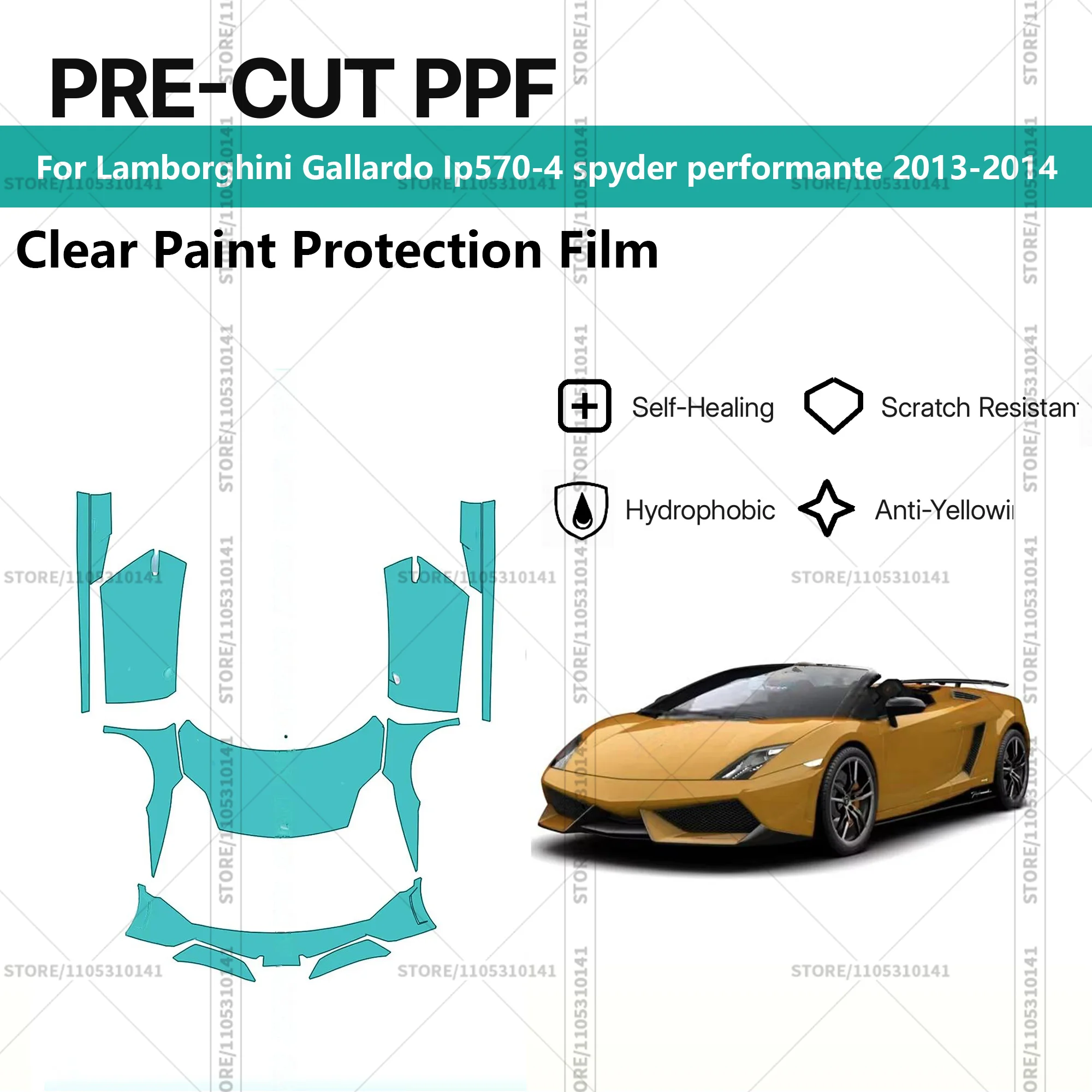 

Защитная пленка PPF прозрачная для автомобилей, предварительно вырезанная, для Lamborghini Gallardo Ip570-4 Spyder Performante 2013-2014
