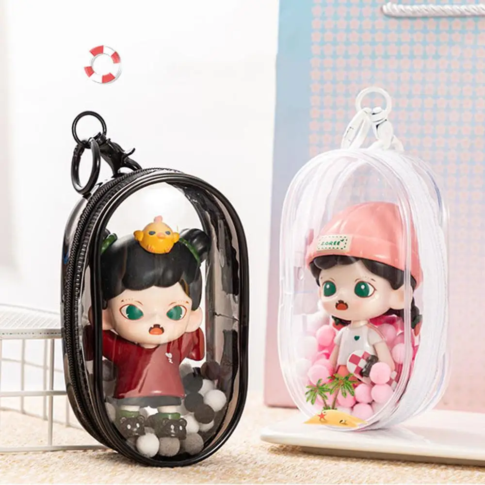 Transparent Storage Bags Keychain Data Line Coin Toys Organizer Case Thicken Clear Wallet Keyring Car Key Holder Jewelry Gifts