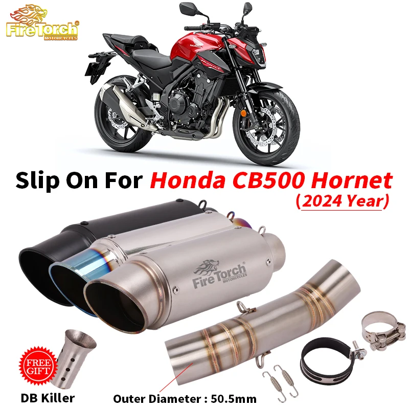 

Slip On For Honda CB500 Hornet 2024 Year Motorcycle Exhaust Escape Middle Link Pipe Connection 51mm Tail Muffler Tube DB Killer