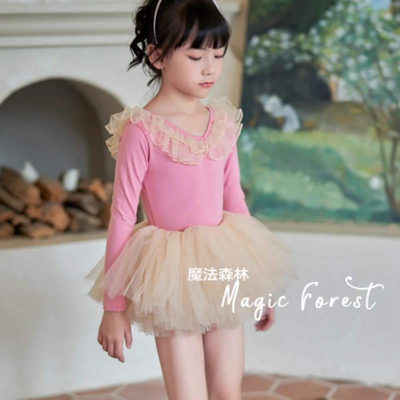 Crianças meninas profissional ballet dança wear outfit para crianças ginástica collants tutu saia vestido fofo desempenho de palco