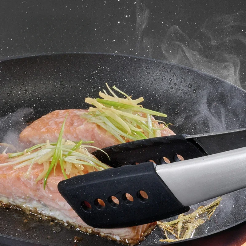 Kitchen Silicone Stainless Steel Clip Fried Steak Clip Non-stick Pan Food Shovel Clip