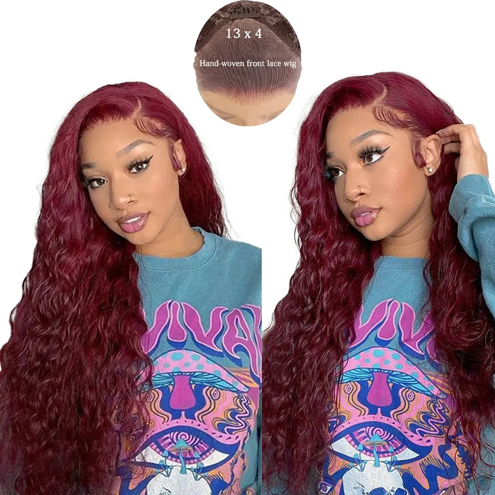 

Распродажа: маленькие вьющиеся волосы винно-красного цвета 18-26 дюймов, синтетические волосы на шнуровке спереди 13x4, подходят для женских париков ручной работы.