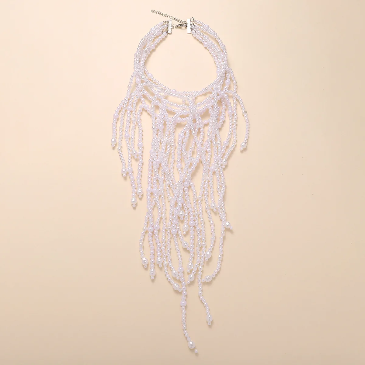 2024 New ZAA Multi-strand Necklace with Pearl Effect Appliqués in Different Shapes and Sizes. Lobster Clasp Closure