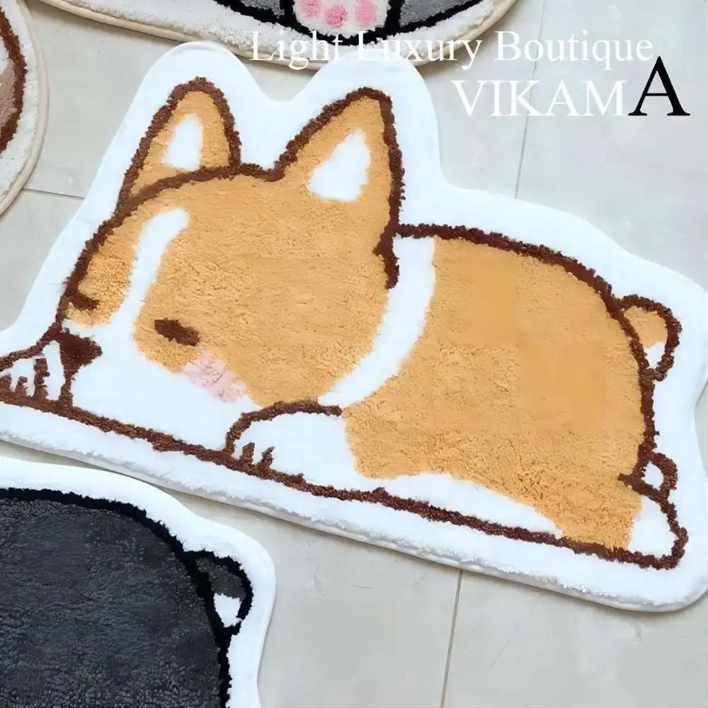 VIKAMA Cartoon Kirky Imitation Cashmere Warm Touch Soft Bathroom Water-absorbent Foot Mat Living Room Bedroom Study Carpet