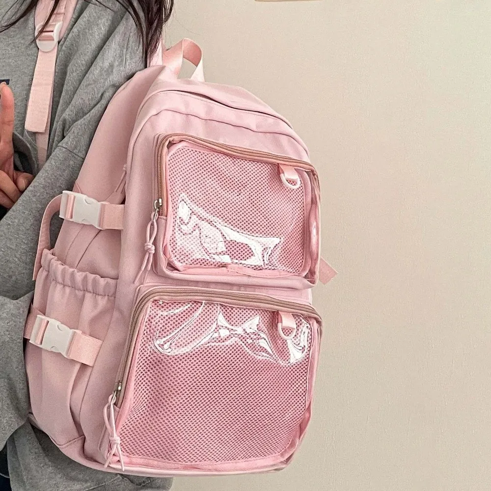 

Solid Color Nylon Ita Backpack Durable Dustproof Students School Bag Polyester Fixed Webbing Large Capacity Daypack Outdoor