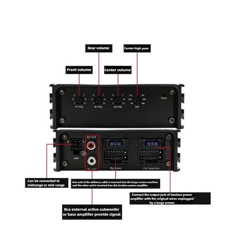 Imagen 2 del producto Amplificador de coche de 6 canales, amplificador DSP, sistema de Audio para coche, sistema de pantalla grande Android dedicado, actualización sin pérdidas de woofer amplificado