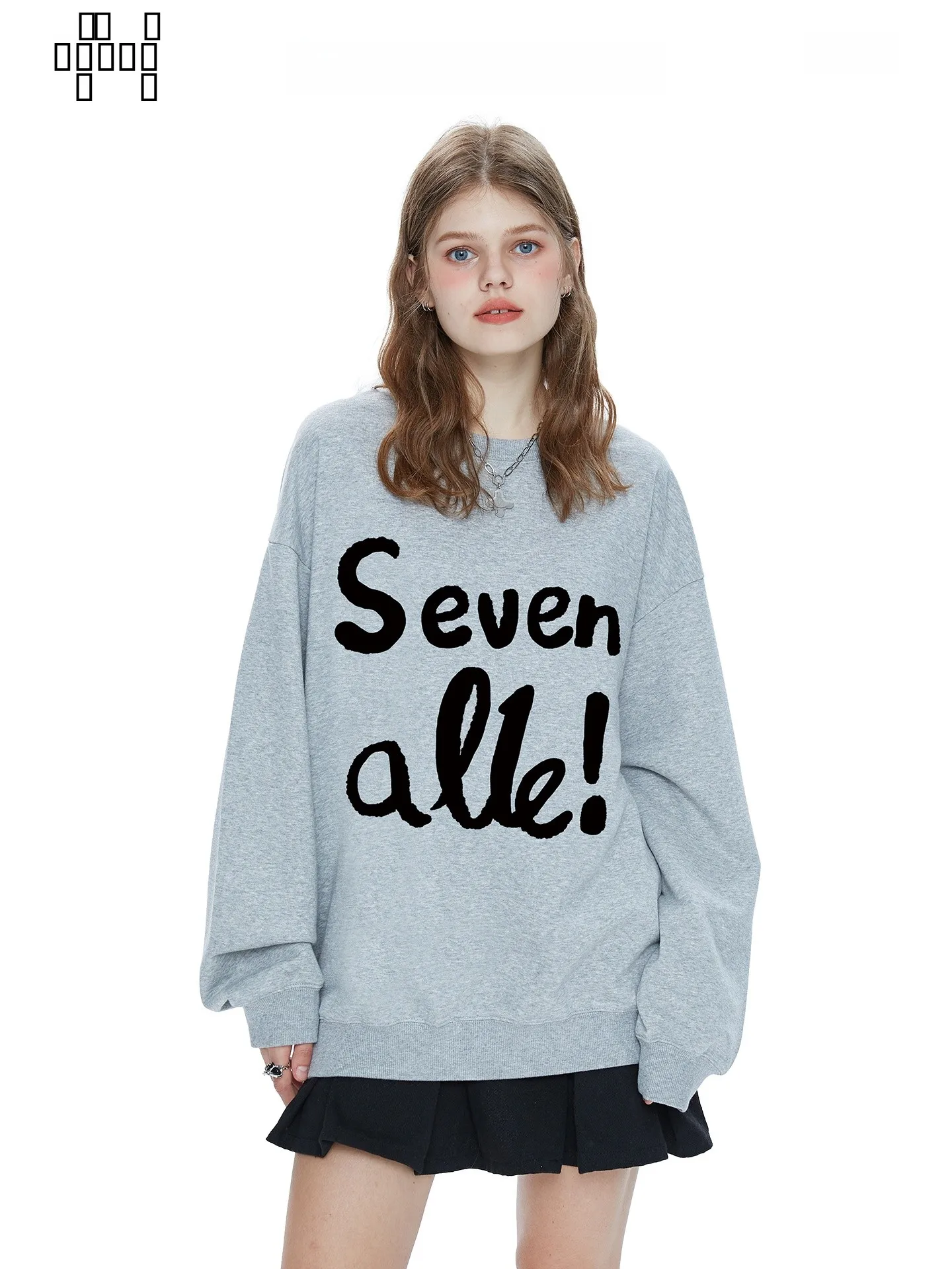 

ey American High Street Letter Print round Ne Sweatirt Women's Loose Couples Autumn Winter Faion Versatile Casual Top