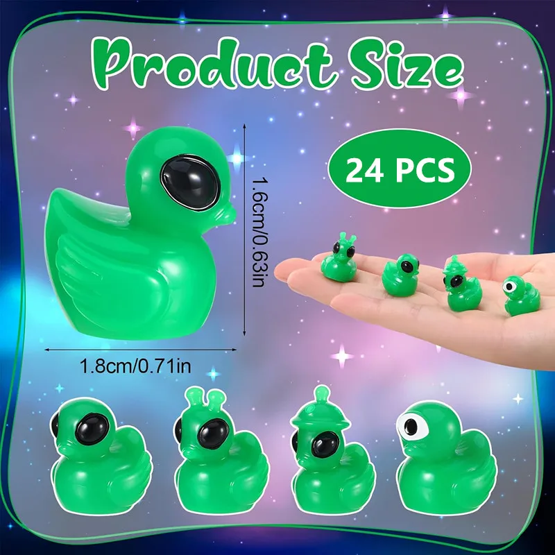 24 Peças Mini Patos Alienígenas 4 Verde Mini Figuras Alienígenas Miniaturas Patos Alienígenas Pequenos para Paisagismo de Jardim
