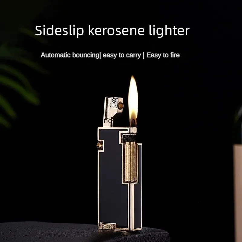 Zorro Genuine New Design Creative Metal Windproof Lighter Press Ejection Side Slip Ignition Brass Lighter Men's Gift