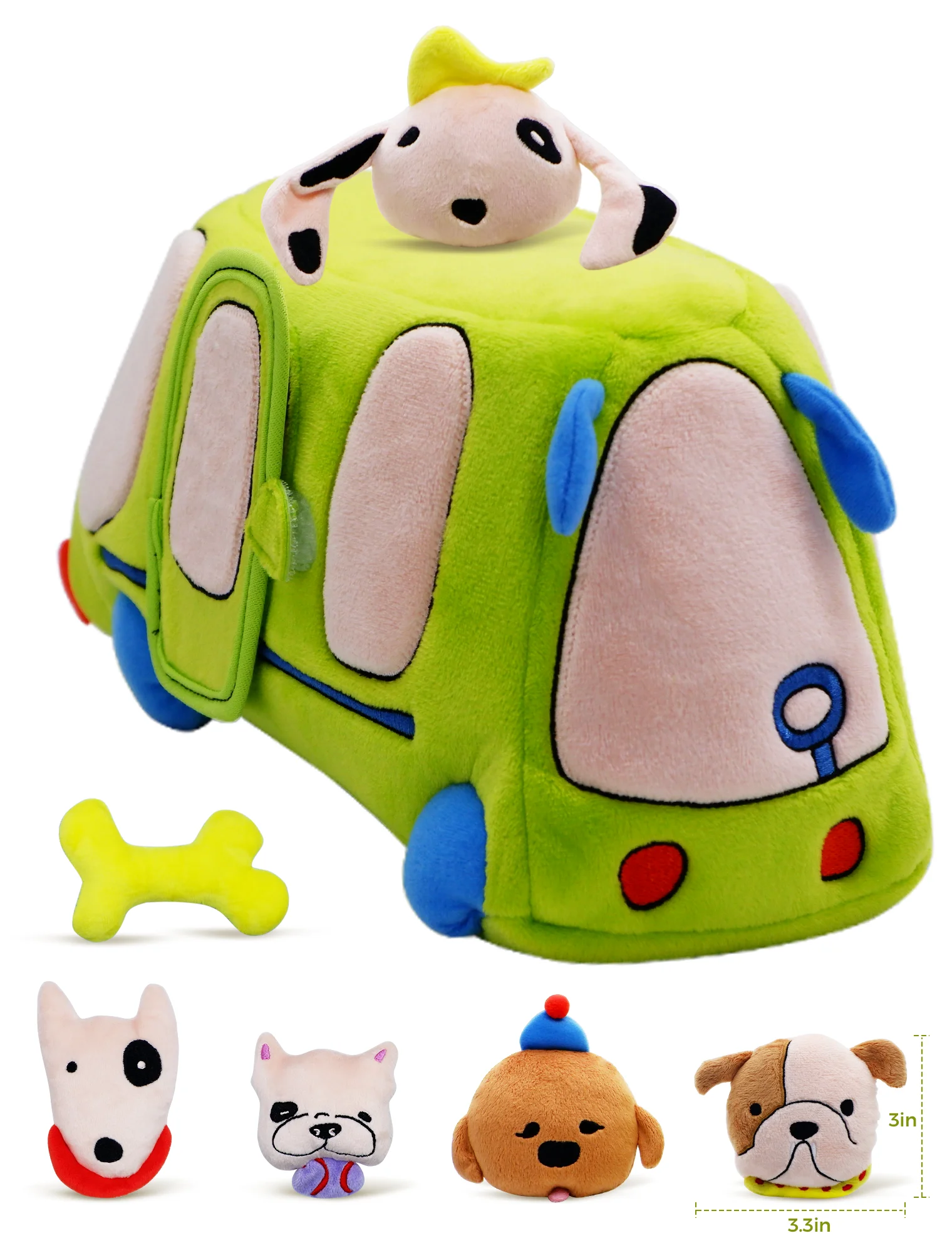 ソフトパピーバス モンテッソーリ感覚玩具 ラトルミラー付きスクイーカー 幼児向け早期教育玩具 男の子＆女の子向け