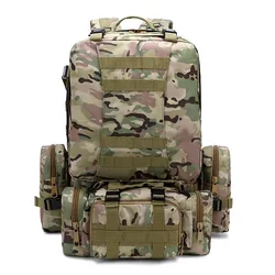 4 in 1 Tactical Backpack 55L Military Backpack Assault Molle Sport Bag Waterproof Outdoor Hiking Camping Travel Mochila Rucksack