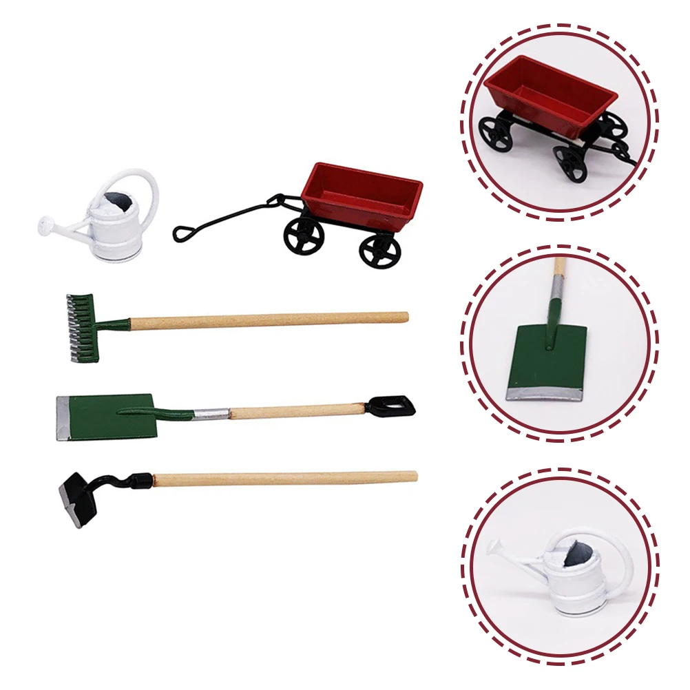 

1Set Mini House Gardening Tool Exquisite Iron Wood Durable Miniature Garden Scene Decor Gift Mini House Gardening Tool