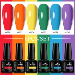 6PCS Macaron Gel Nail Polish Spring Summer Candy Set Pink Blue Color For Manicure Semi Permanent Soak Off Nail Art Gel Varnish