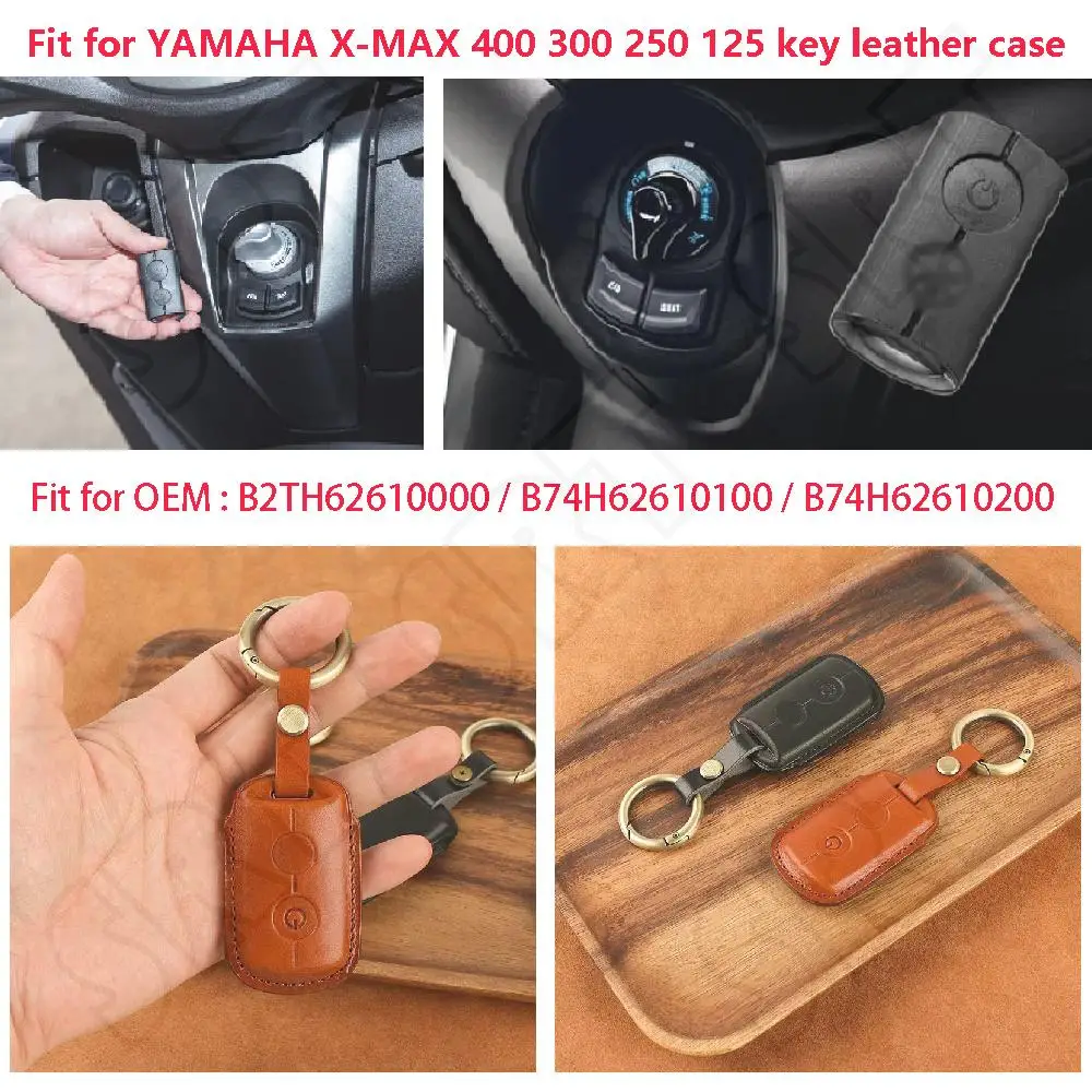 

Fits for Yamaha XMAX 400 300 250 125 ABS X-MAX XMAX300 XMAX400 2017-2022 Motorcycle Key Leather Cover Case Keychains Key Rings