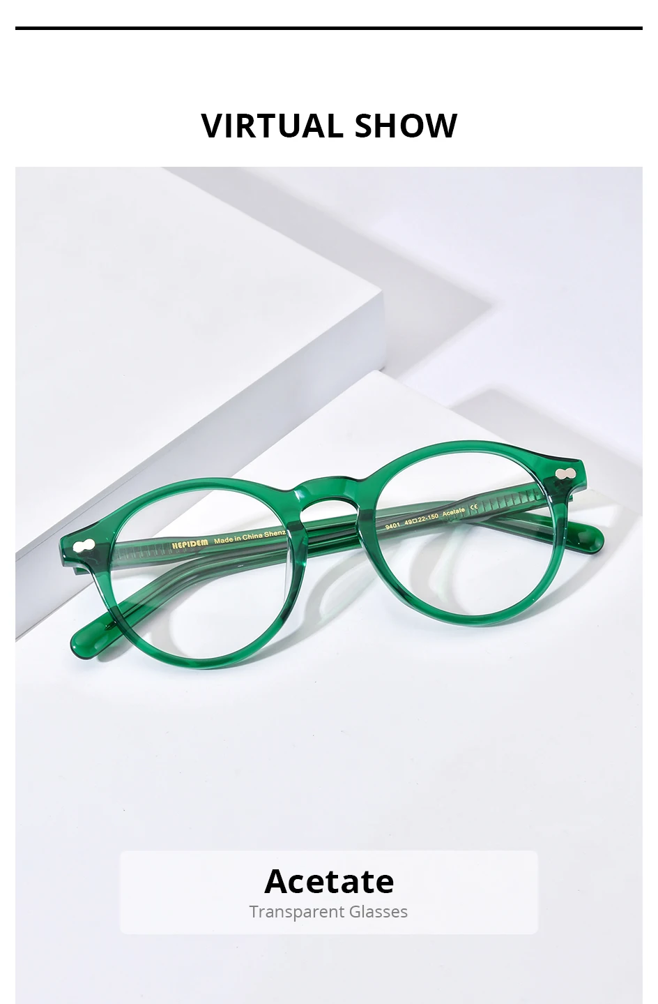 HEPIDEM Acetat-Brillengestell für Damen, 2025, neue runde Brillen, japanische handgefertigte Brillen für Herren, Johnny Depp Miltzen Brillen 9401 – Detail 1