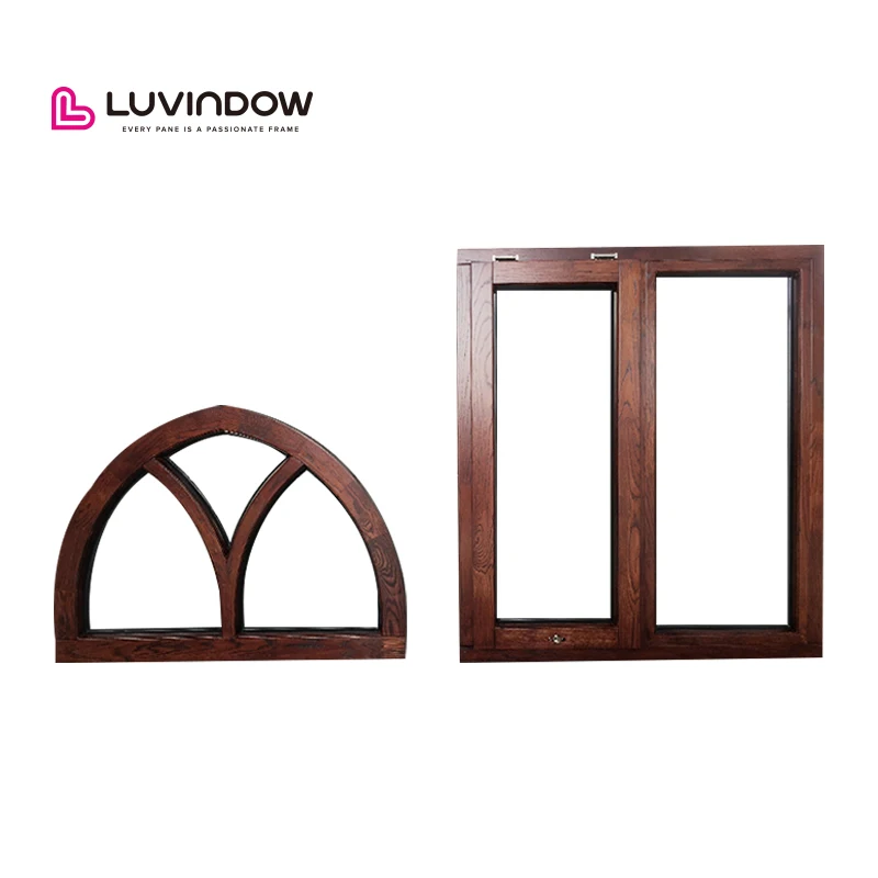 Arch Wood Windows Wooden Aluminium Casement Window Aluminum Alloy Insect Control Custom Arch Shaped Windows