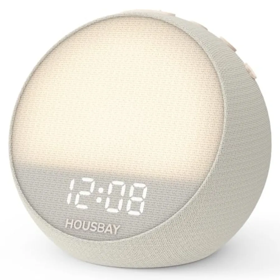 MINI Sunrise Alarm Clock with Sound Machine, Rhythm Wake-Up Light, White Noise for Sleeping, Compact Phone-Free Bedrooms Clock,