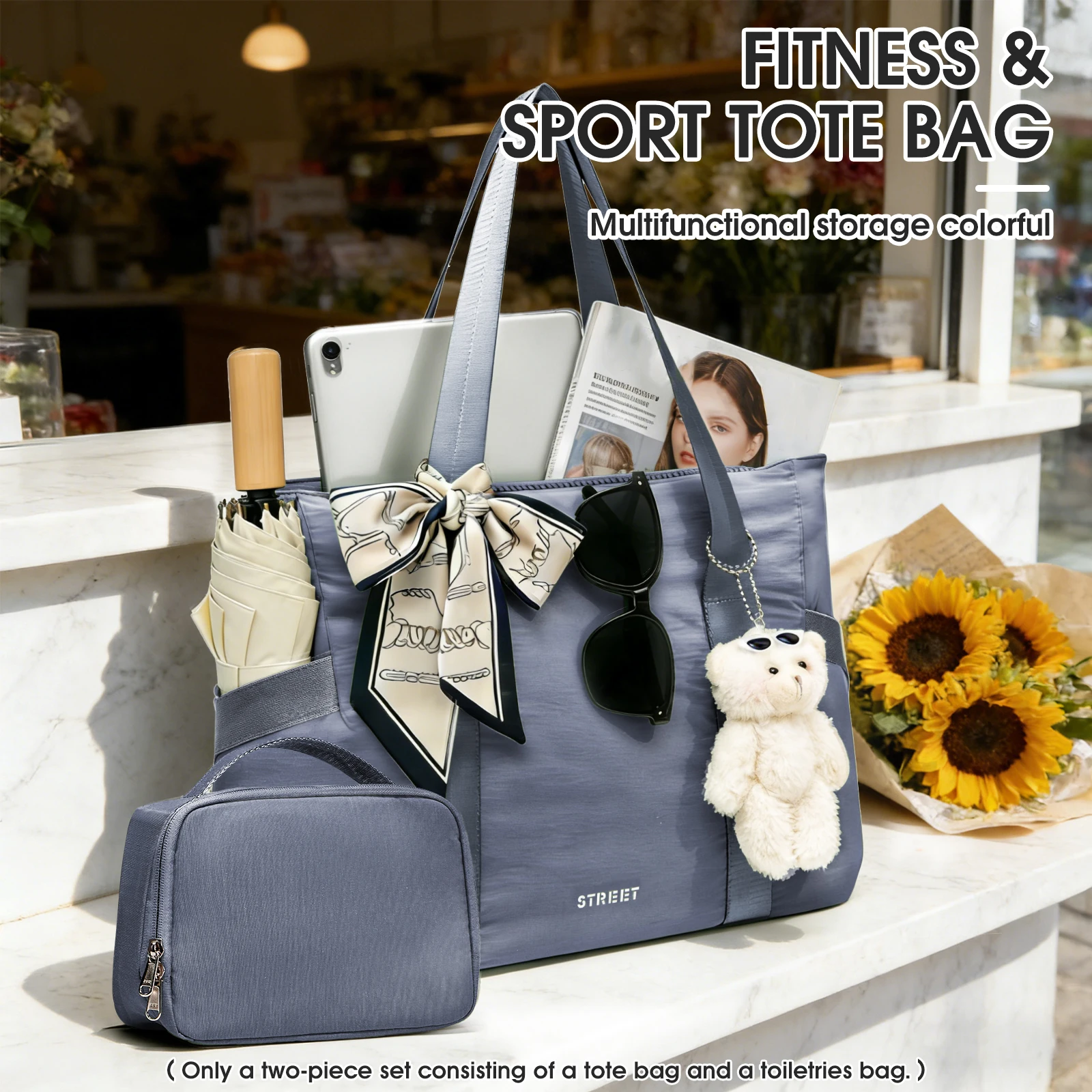 

Большая вместительная повседневная женская сумка для работы и путешествий - универсальная женская сумка через плечо, косметичка, сумка для коврика для йоги