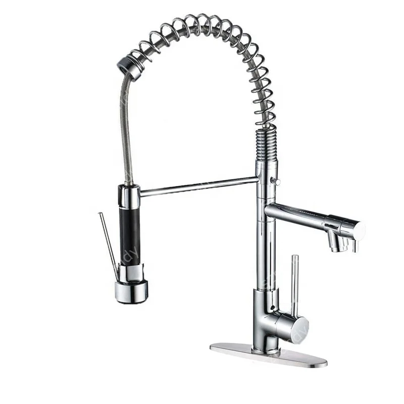 Single Handle Bathroom Kitchen Universal Chrome Finish Pull Out Spray Spout Laundry Tub Faucet