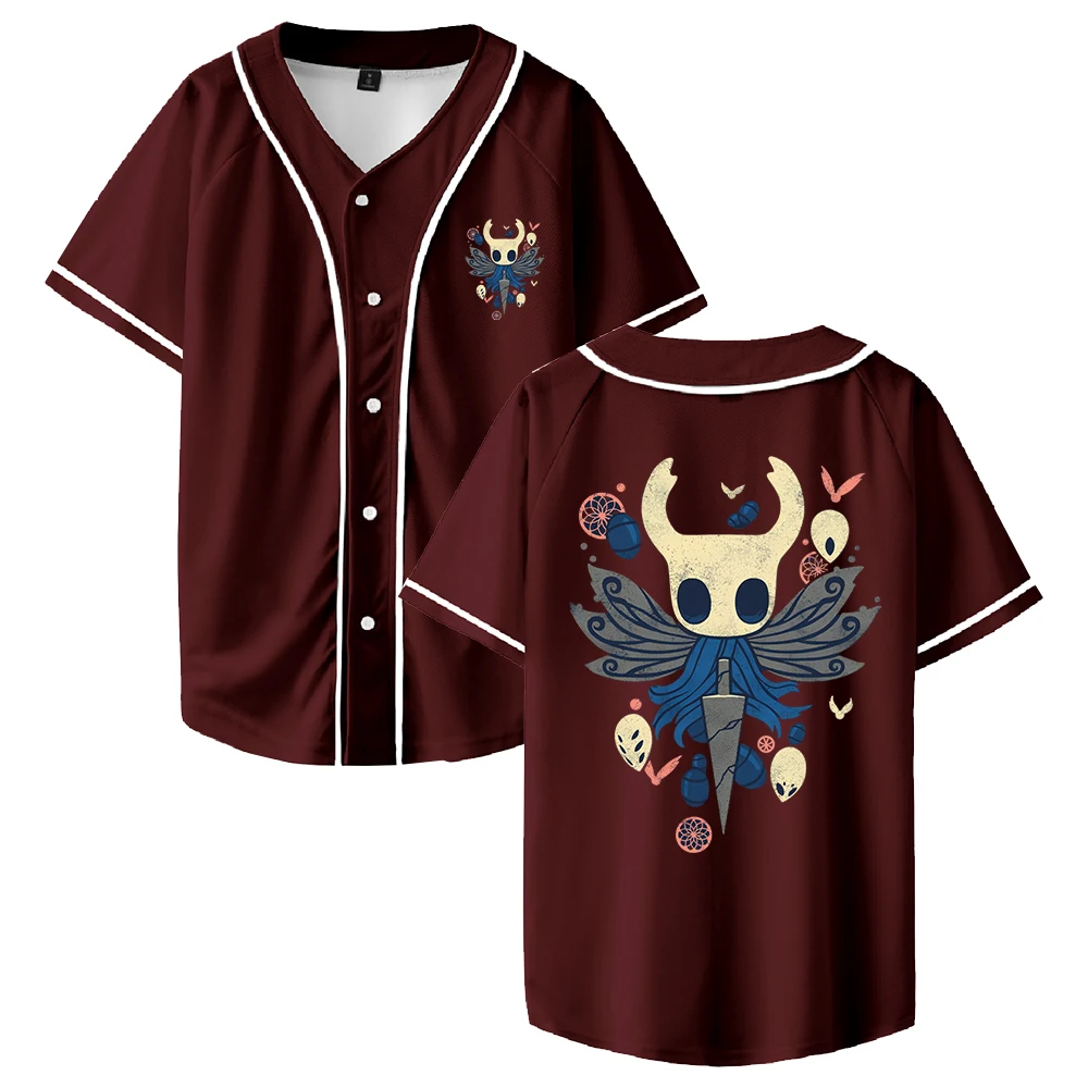 

GF Hollow Knight Game Jersey Baseball Jacket Shirts V-Neck Short Sleeve Button-up Tee Women Men Streetwear Tops