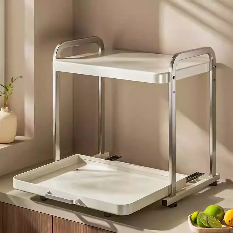 Metal drawable storage Holders for microwave oven Double deck plus height coffee maker racks Updated suction cup floor mat