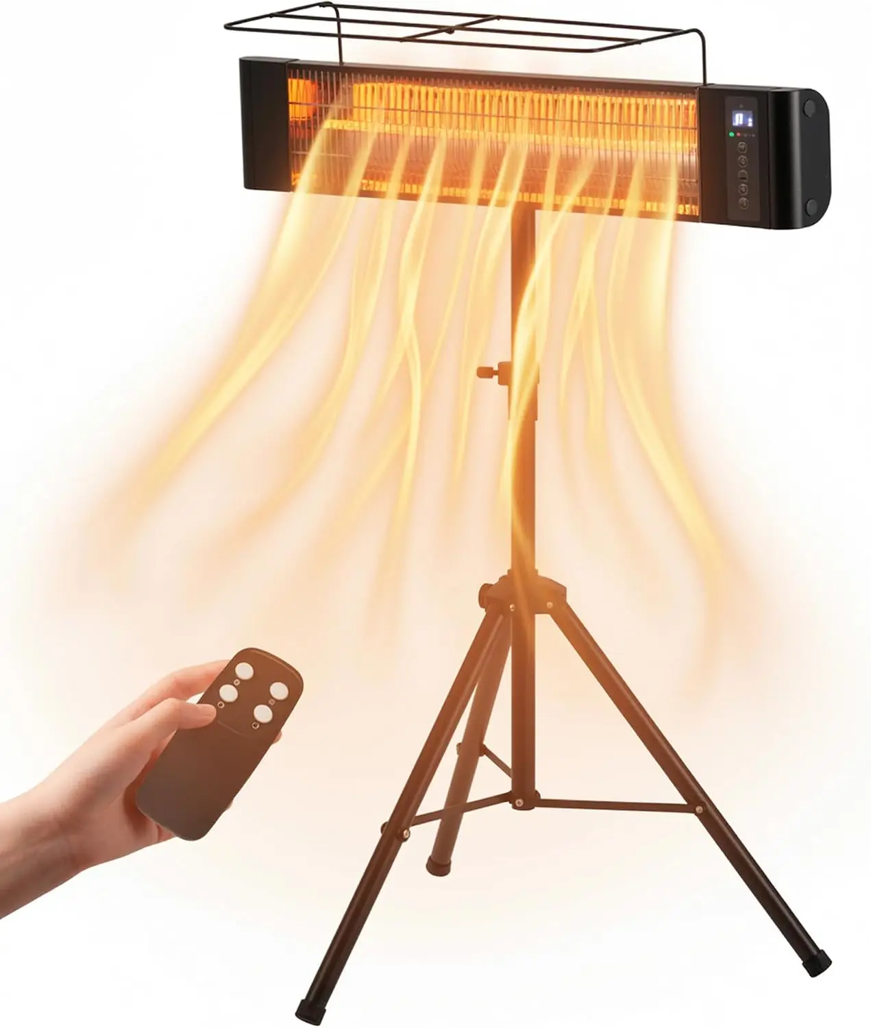 1500W Infrared Electric Patio Heater for Outdoor and Indoor Use, Space Heater with 3 Heating Modes, Wall-Mounted or Tripod Mount, 12-Hour Timer, IP65 Rated, for Backyard, Garage, Greenhouse