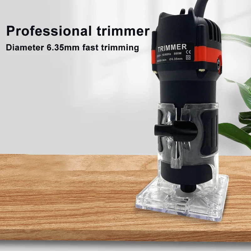 Wood Router Machine Electric Trimmer 800W 30000RPM Power Carpentry Tool for Woodworking Trimming Grooving Carving Milling